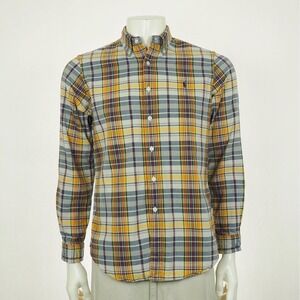 Polo Ralph Lauren Button Down Shirt Mens Medium Gray Plaid Lined Cotton Blend